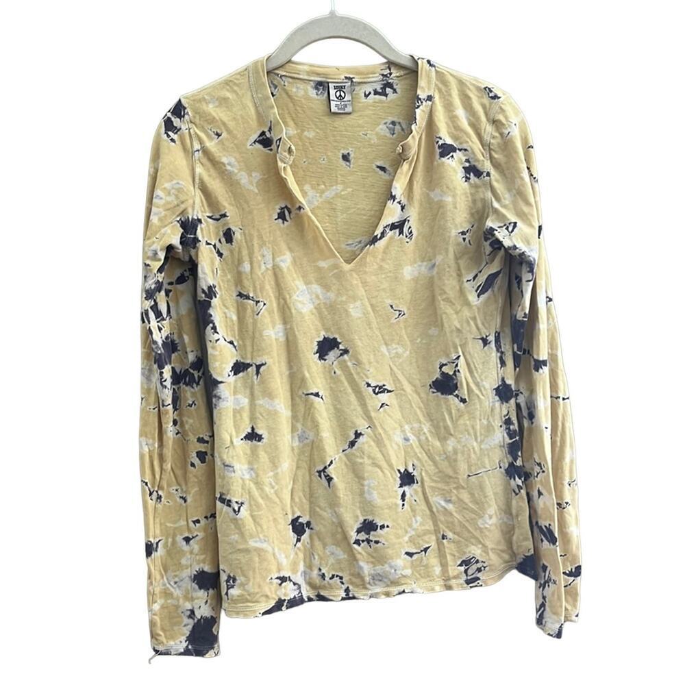 Lucky Brand Tie Dye Yellow Long Sleeve Top-Size Small